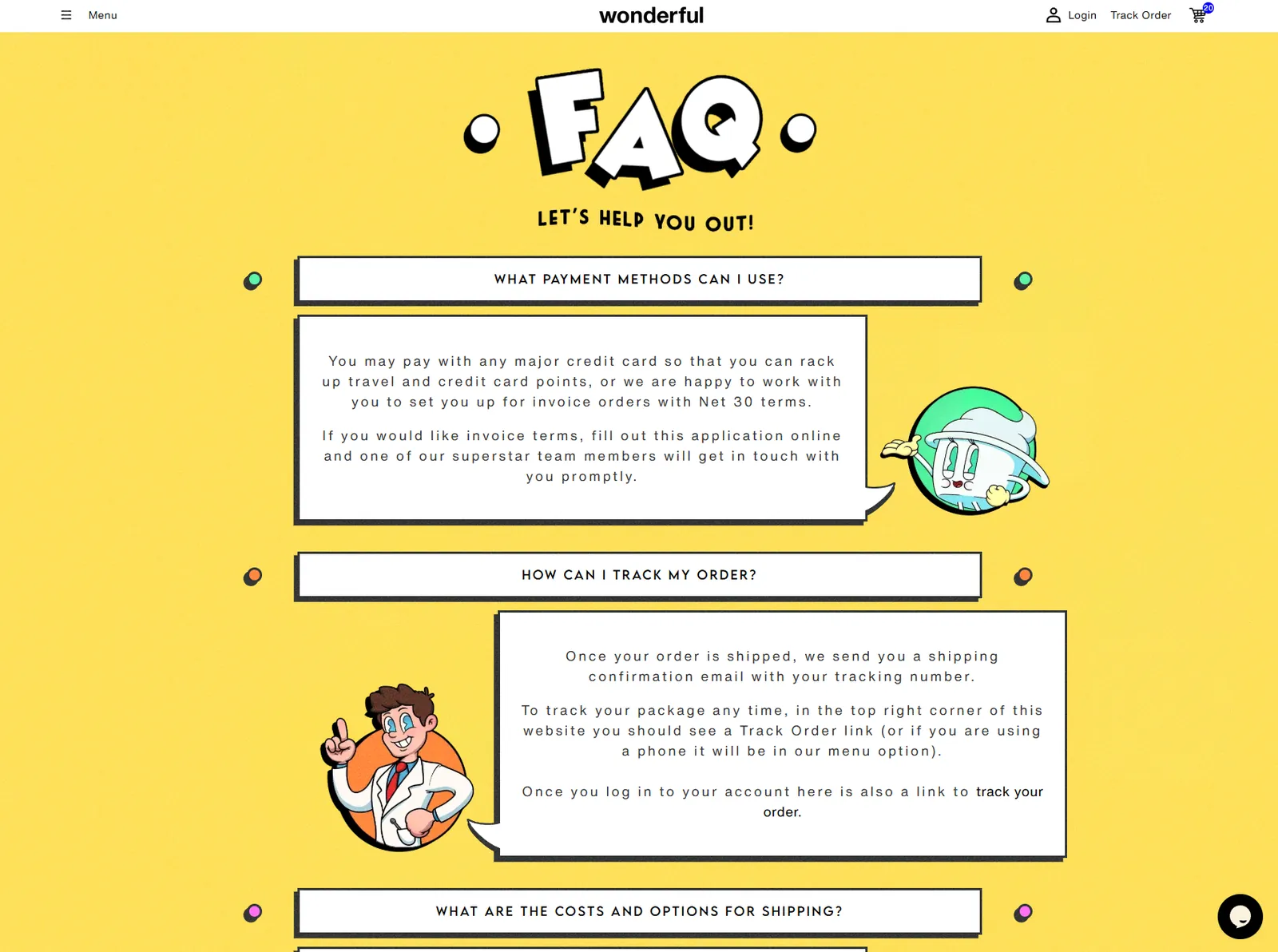 After the redesign: the FAQ page.