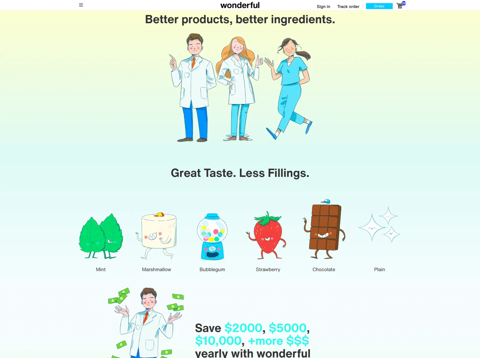 Before the redesign: further down the homepage.